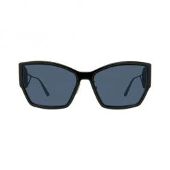 Dior 30Montaigne 60MM Rectangular Sunglasses Shiny Black Blue